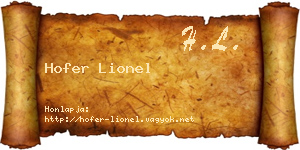 Hofer Lionel névjegykártya